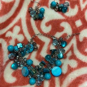 Fancy Sassy Turquoise Earring & Necklace Set